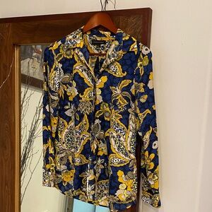 Banana Republic Abstract Blue and Yellow Shirt